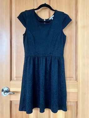 Elegant Black Textured Fit & Flare Dress